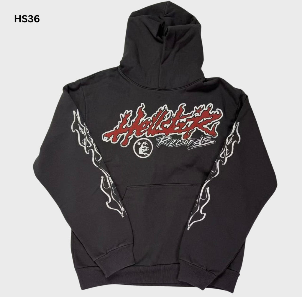 Grey And Red Hellstar Hoodie