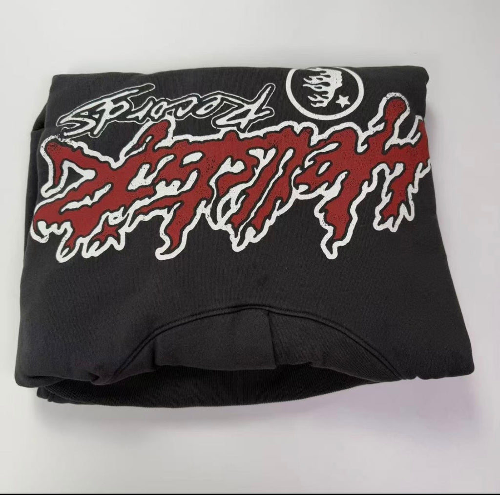 Grey And Red Hellstar Hoodie