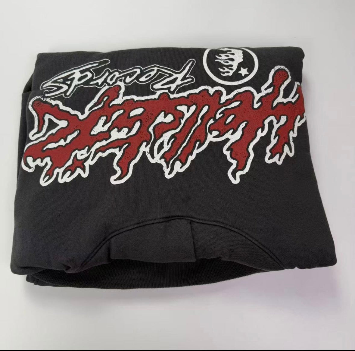 Grey And Red Hellstar Hoodie