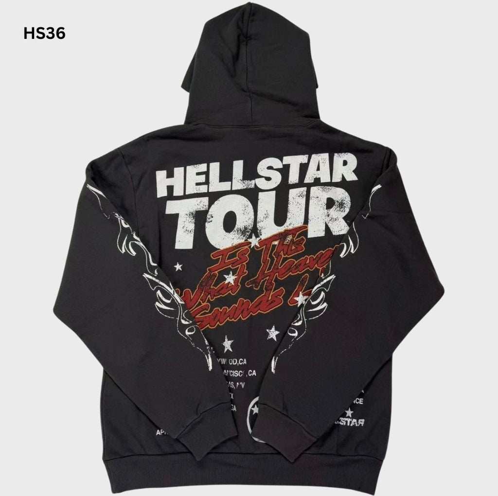 Grey And Red Hellstar Hoodie