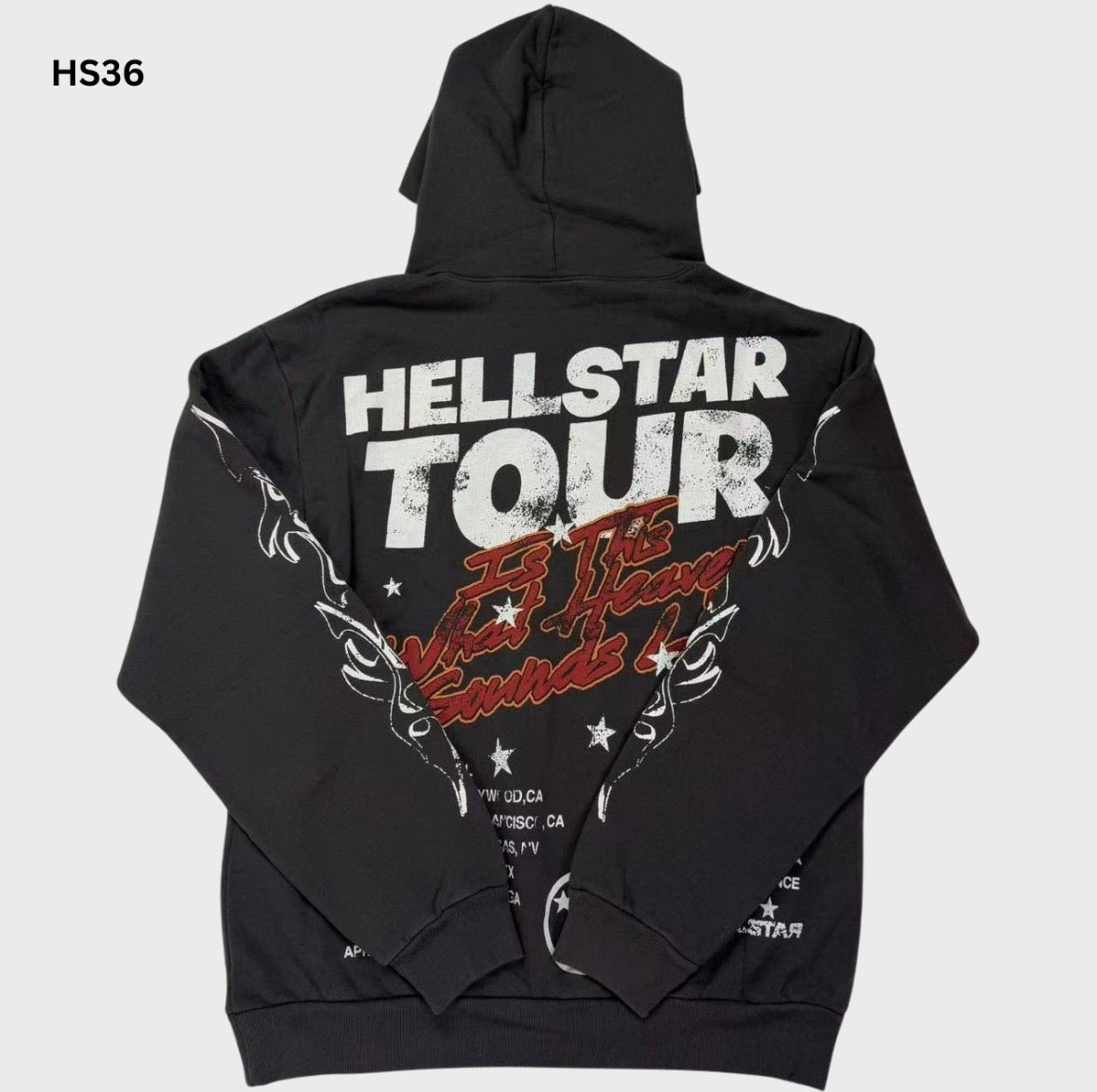 Grey And Red Hellstar Hoodie